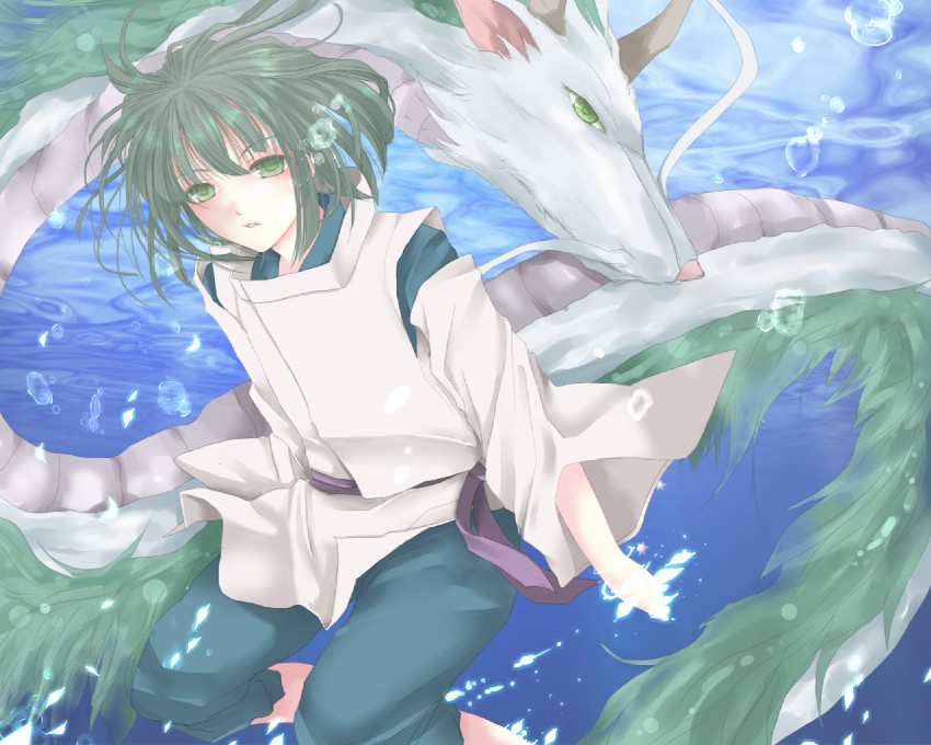 haku (sen to chihiro no kamikakushi) drawn by rara419