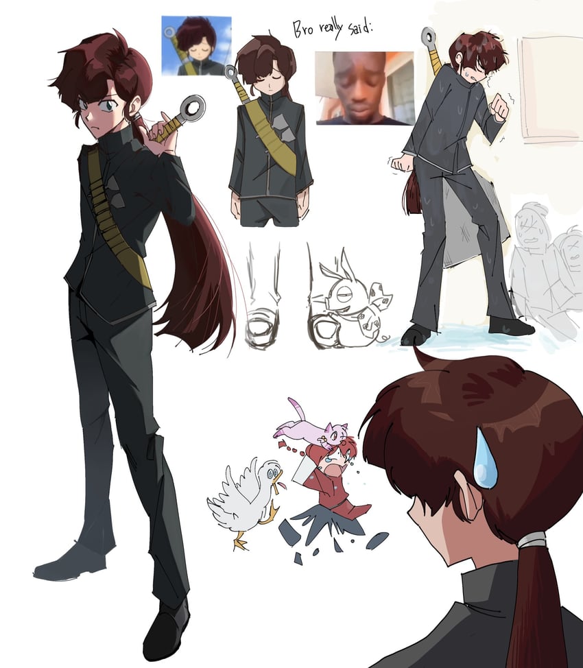ranma-chan, p-chan, kuonji ukyou, shampoo, and mousse (ranma 1/2) drawn by hybhu22454