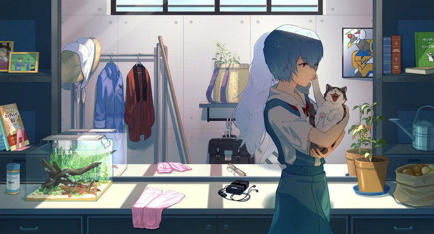 ayanami rei and eva 00 (neon genesis evangelion and 2 more) drawn by tsukimoritsuki