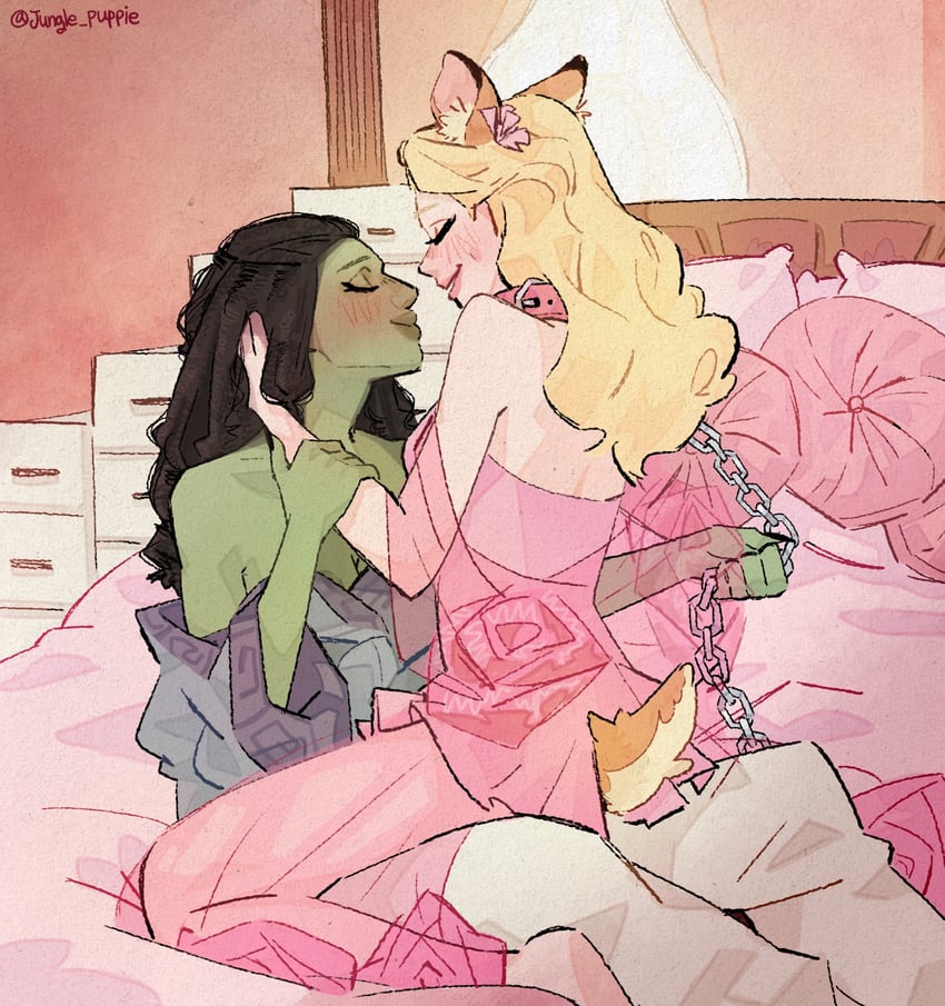 good witch of the north and elphaba thropp (wicked) drawn by jungle_puppie