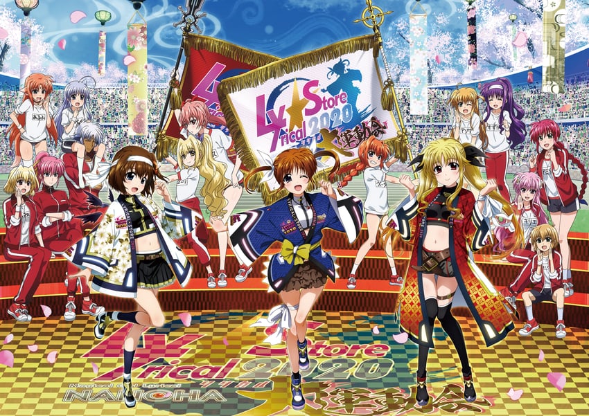 fate testarossa, takamachi nanoha, yagami hayate, vita, signum, and 13 more (lyrical nanoha and 2 more) drawn by kawakami_shuuichi
