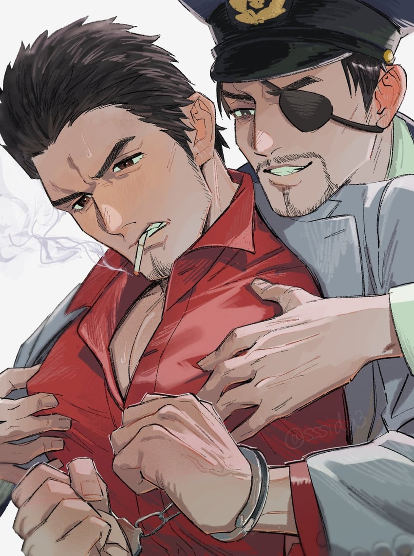 kiryu kazuma and majima goro (ryuu ga gotoku) drawn by sssida3