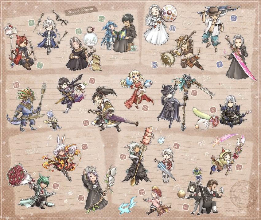 white mage, y'shtola rhul, g'raha tia, venat, emet-selch, and 45 more (final fantasy and 1 more) drawn by mcarkp_ff