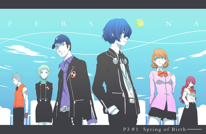yuuki makoto, takeba yukari, kirijou mitsuru, yamagishi fuuka, sanada akihiko, and 1 more (persona and 1 more) drawn by wedo