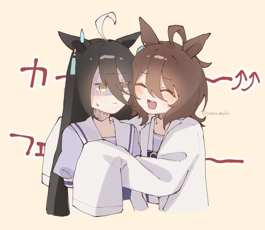 agnes tachyon and manhattan cafe (umamusume) drawn by yoshino_mugiko