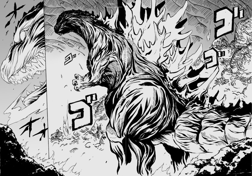 godzilla (touhou and 1 more) drawn by angeldust