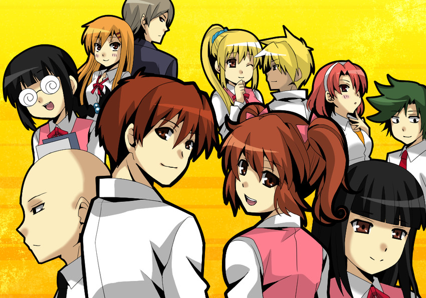 narukami aki, furukawa misao, saotome haruna, library, kudoh mamoru, and 5 more (misao) drawn by matsudora124