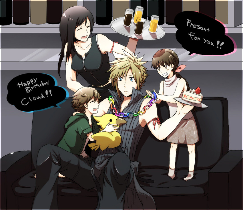 tifa lockhart, cloud strife, marlene wallace, and denzel (final fantasy and 2 more) drawn by airking