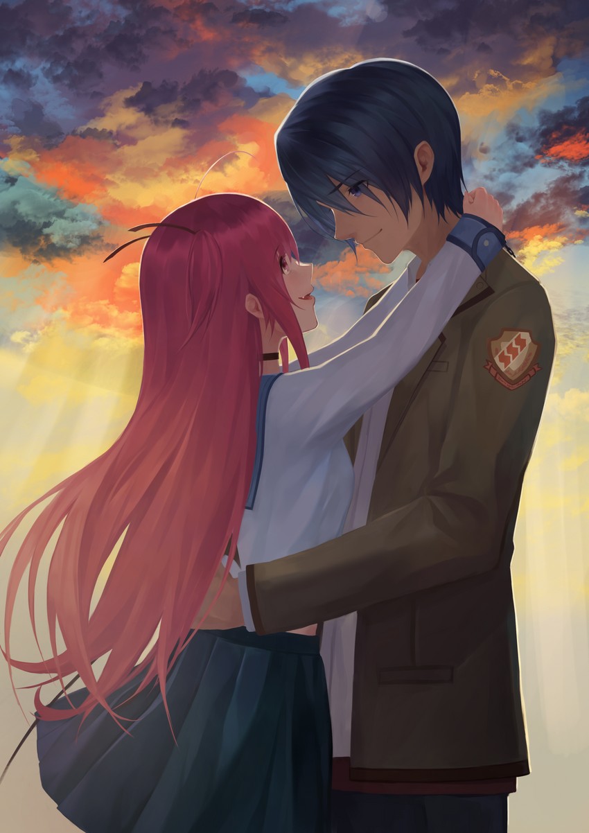 yui and hinata hideki (angel beats!) drawn by kiriyama_t