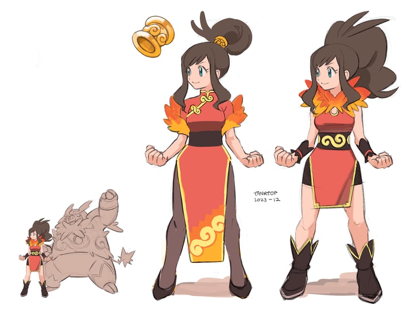 hilda and emboar (pokemon and 1 more) drawn by hjay