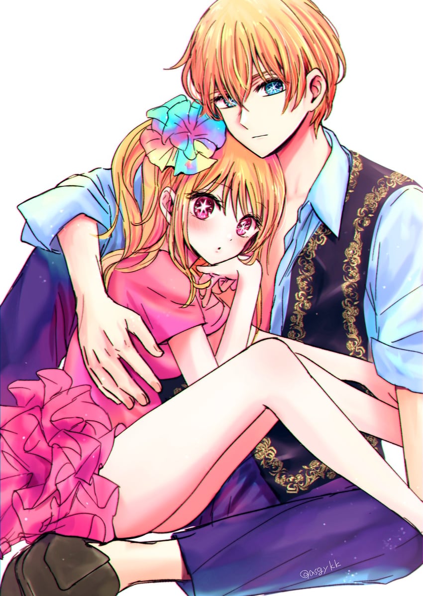 hoshino ruby and hoshino aquamarine (oshi no ko) drawn by asgykk