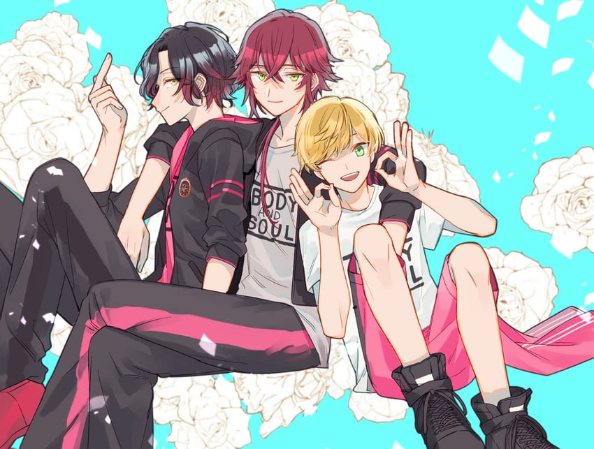 miki nozomu, tsubaki seito, and yagami soma (dankira!!!) drawn by geta_(epicure_no12)