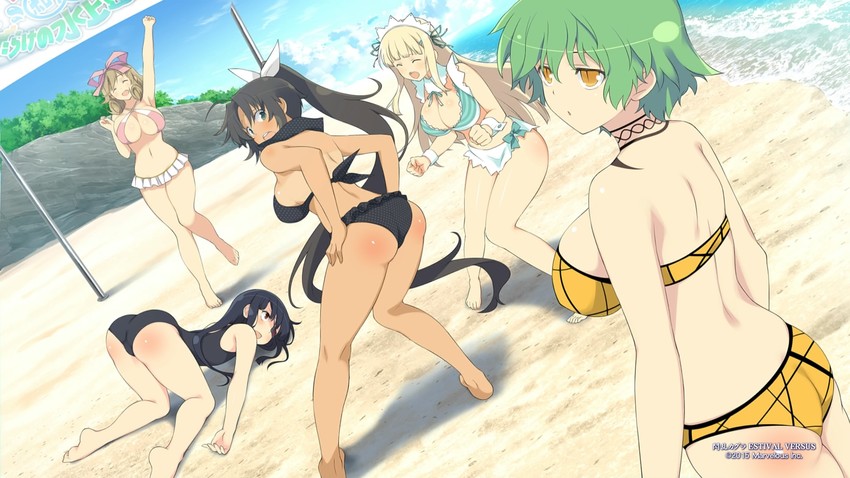 hikage, homura, yomi, haruka, and mirai (senran kagura and 1 more) drawn by yaegashi_nan