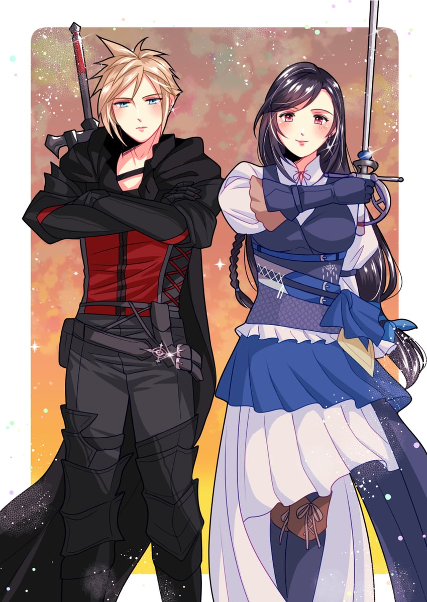 tifa lockhart, cloud strife, clive rosfield, and jill warrick (final fantasy and 3 more) drawn by babigonice
