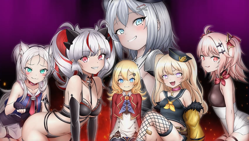 bache, sims, jade, abercrombie, otto von alvensleben, and 1 more (azur lane) drawn by axelsworks