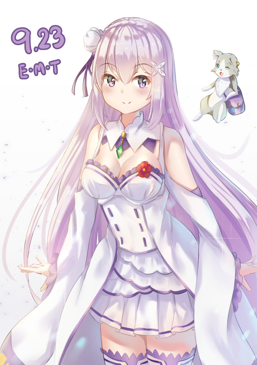 emilia and puck (re:zero kara hajimeru isekai seikatsu) drawn by holmemee