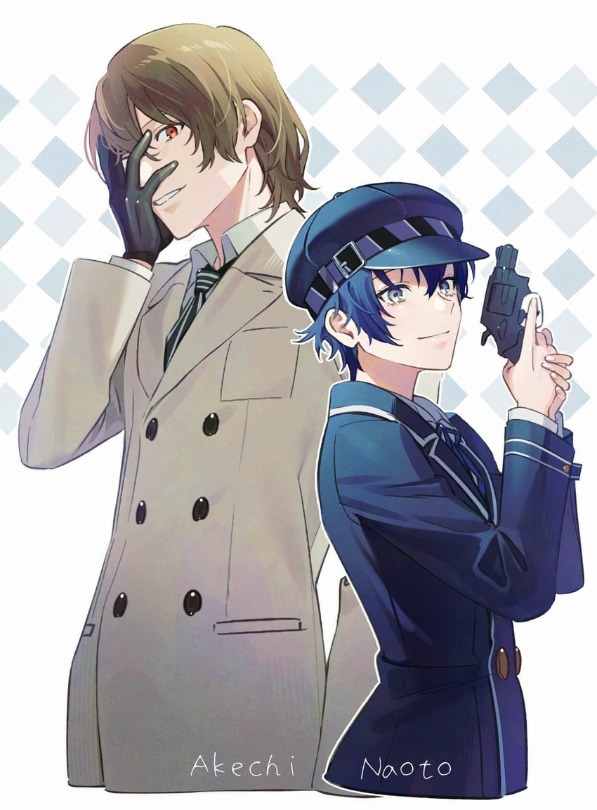 shirogane naoto and akechi gorou (persona and 2 more) drawn by yabudot