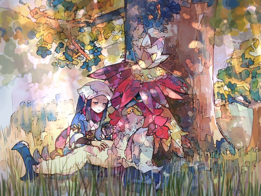 akari and hisuian decidueye (pokemon and 1 more) drawn by koke_karashiro