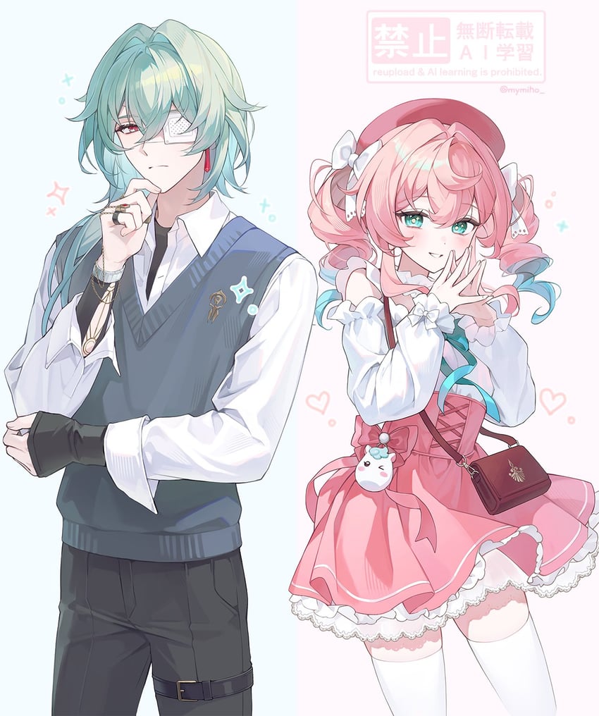 anaxa and hyacine (honkai and 1 more) drawn by miho_(mymiho)