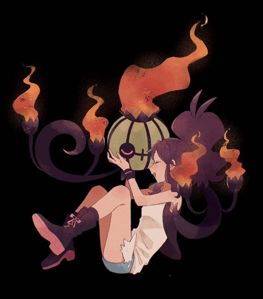 hilda and chandelure (pokemon and 1 more) drawn by hime_(himetya105)