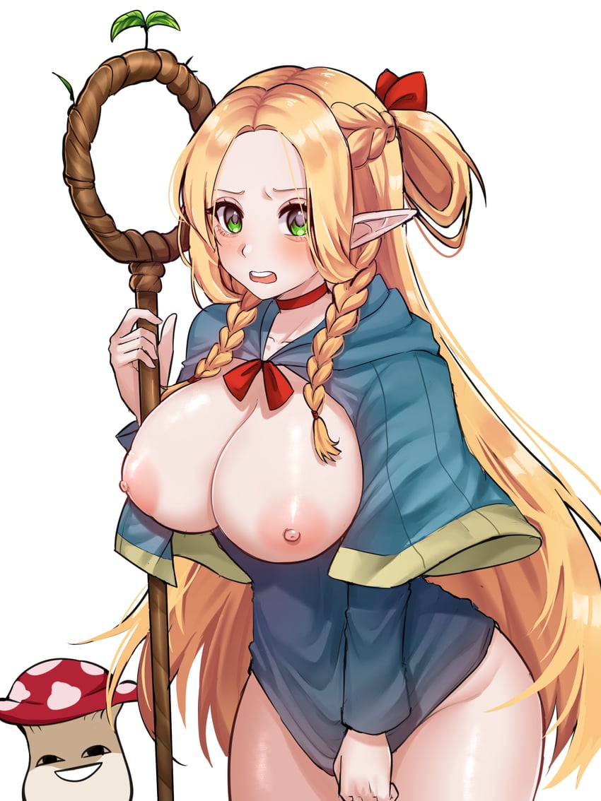 marcille donato and walking mushroom (dungeon meshi) drawn by nezilaz