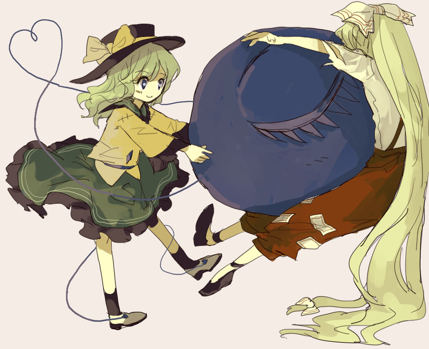 komeiji koishi and fujiwara no mokou (touhou) drawn by namu_(ekakou46)