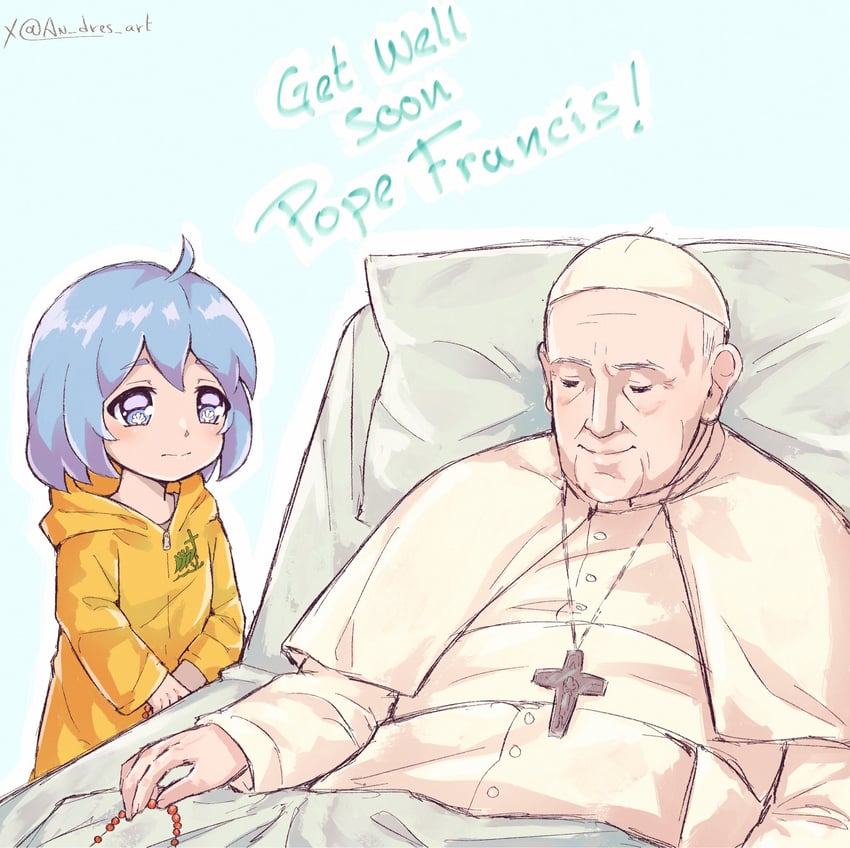 luce and pope francis (real life and 1 more) drawn by an_dres_art