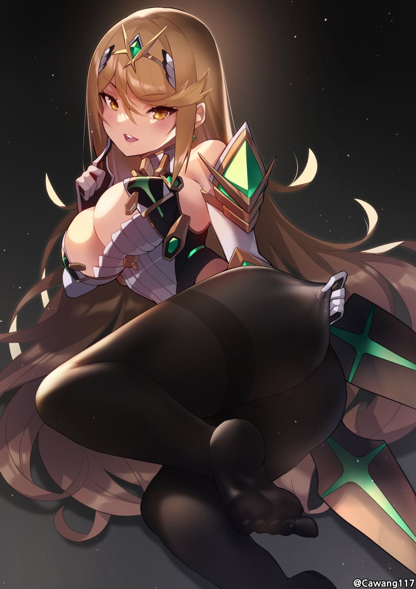 mythra (xenoblade chronicles and 2 more) drawn by cawang