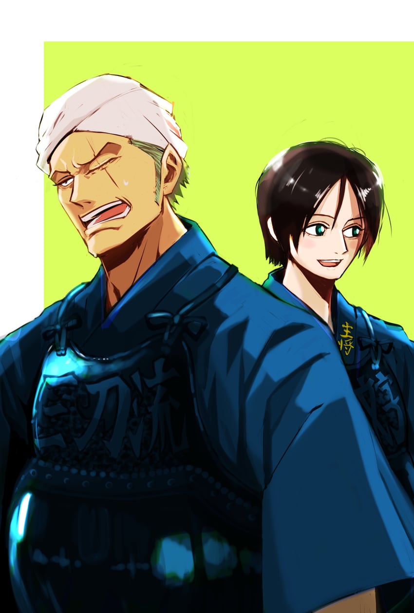 roronoa zoro and shimotsuki kuina (one piece) drawn by nemu_iine