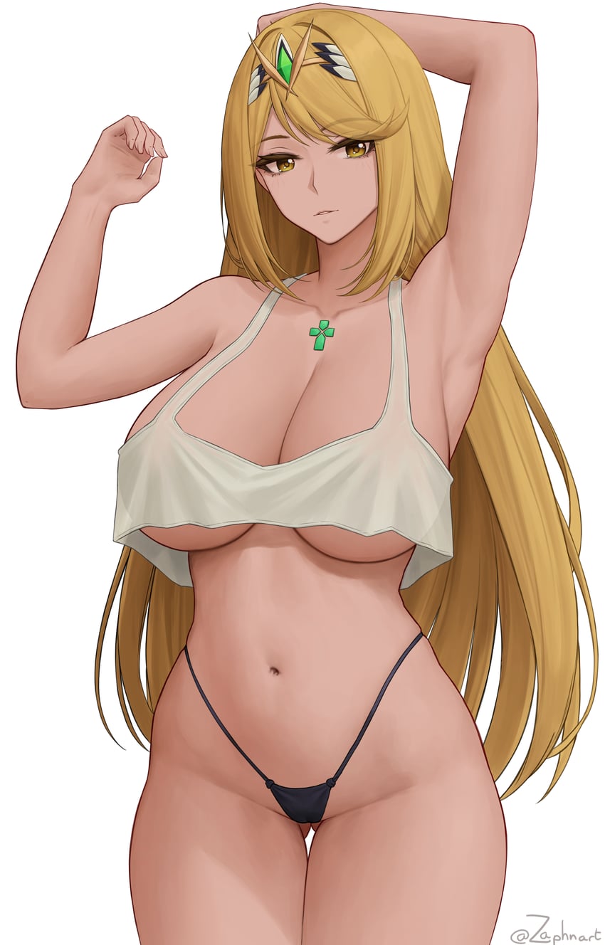 mythra (xenoblade chronicles and 1 more) drawn by zaphn