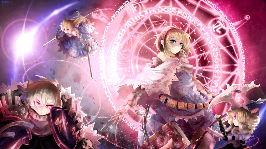 alice margatroid, shanghai doll, and hourai doll (touhou) drawn by blizzomos