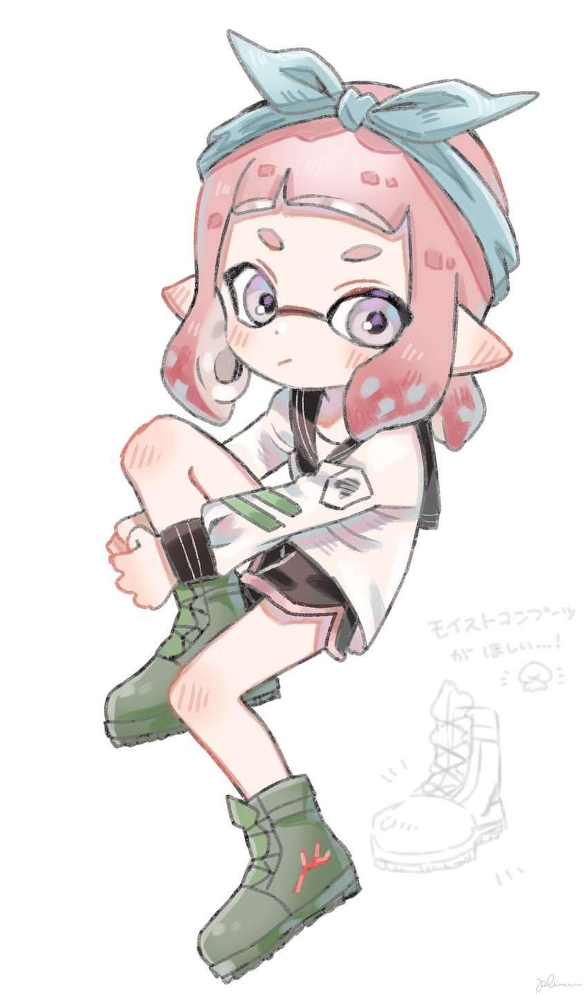 inkling player character and inkling girl (splatoon) drawn by plum0o0