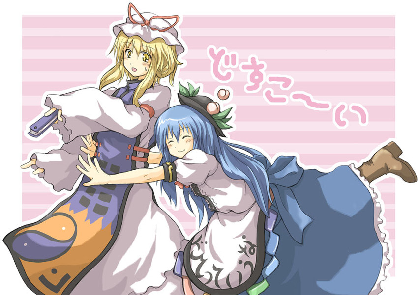 yakumo yukari and hinanawi tenshi (touhou) drawn by hino_ryuu