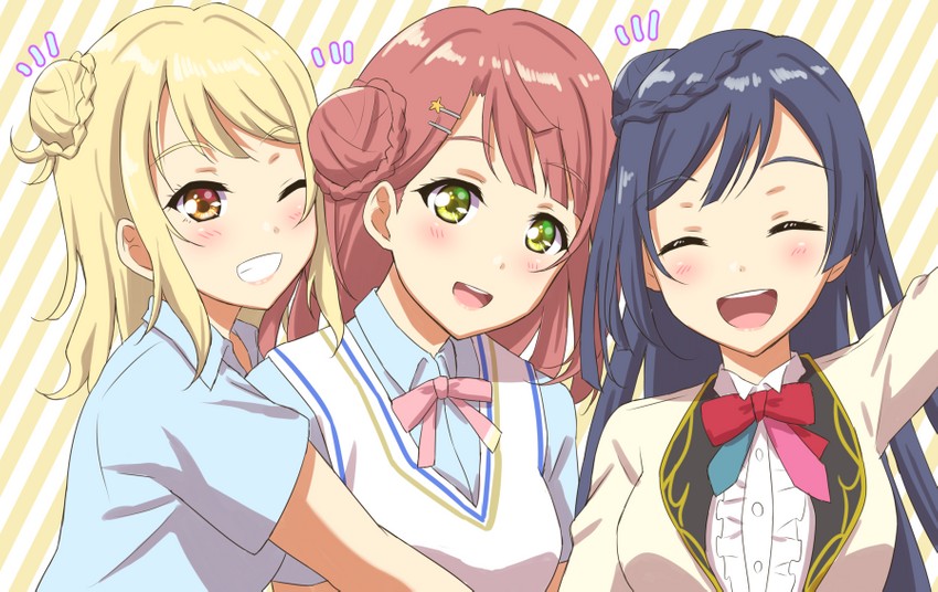 yuki setsuna, uehara ayumu, and miyashita ai (love live! and 2 more) drawn by qy73