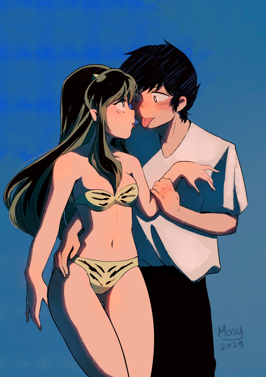lum and moroboshi ataru (urusei yatsura) drawn by mosyart