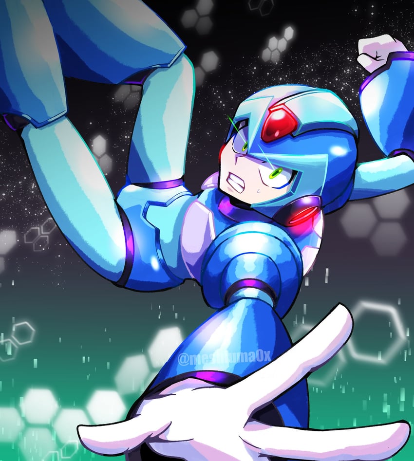 x (mega man and 1 more) drawn by meshiuma0x