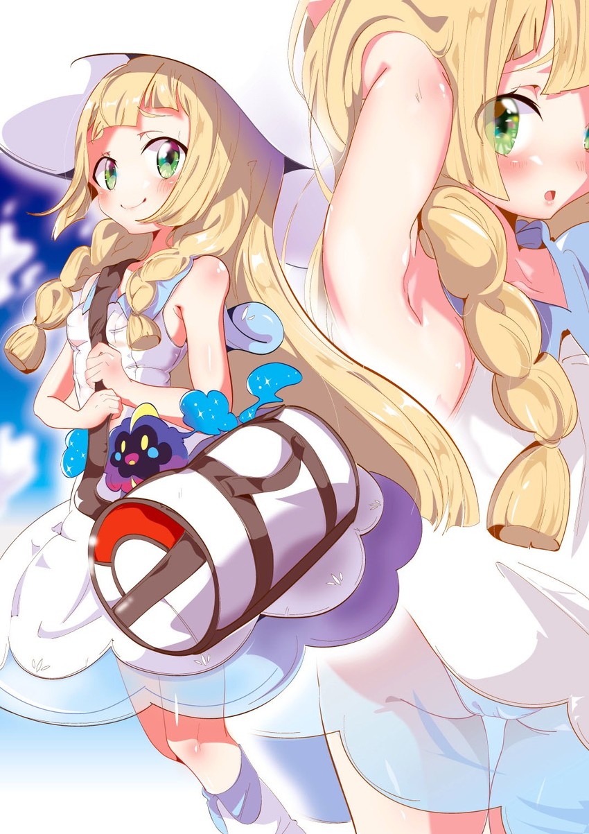 lillie and cosmog (pokemon and 1 more) drawn by aloe_(kenkou3733)