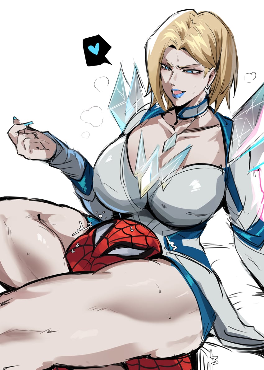 spider-man and emma frost (marvel and 3 more) drawn by kurenaiz_(kuayrenaiz)