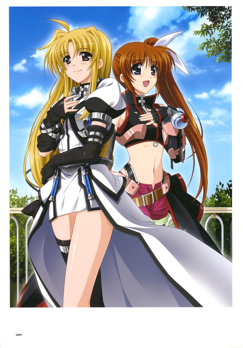 fate testarossa, takamachi nanoha, lily-strosek, isis egret, and perfume grab (lyrical nanoha and 1 more) drawn by higa_yukari