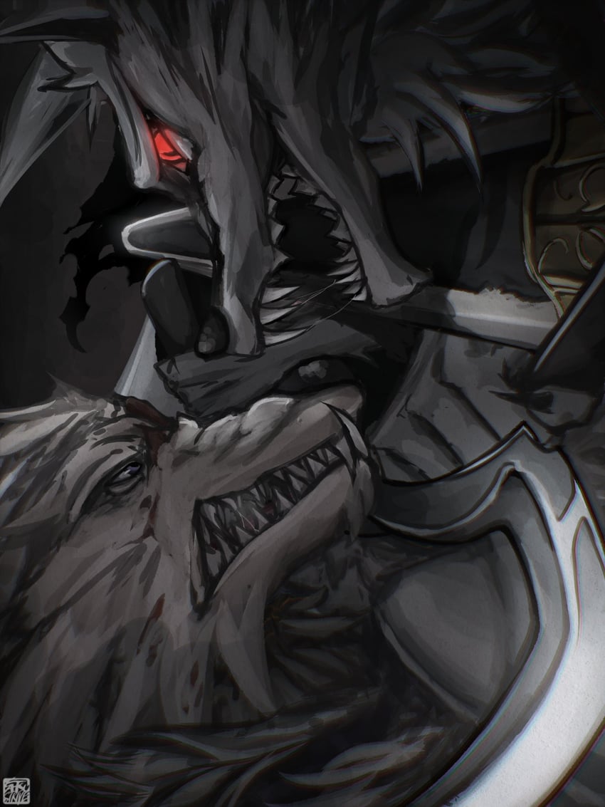 blaidd the half-wolf and death (elden ring and 2 more) drawn by satsu-strive