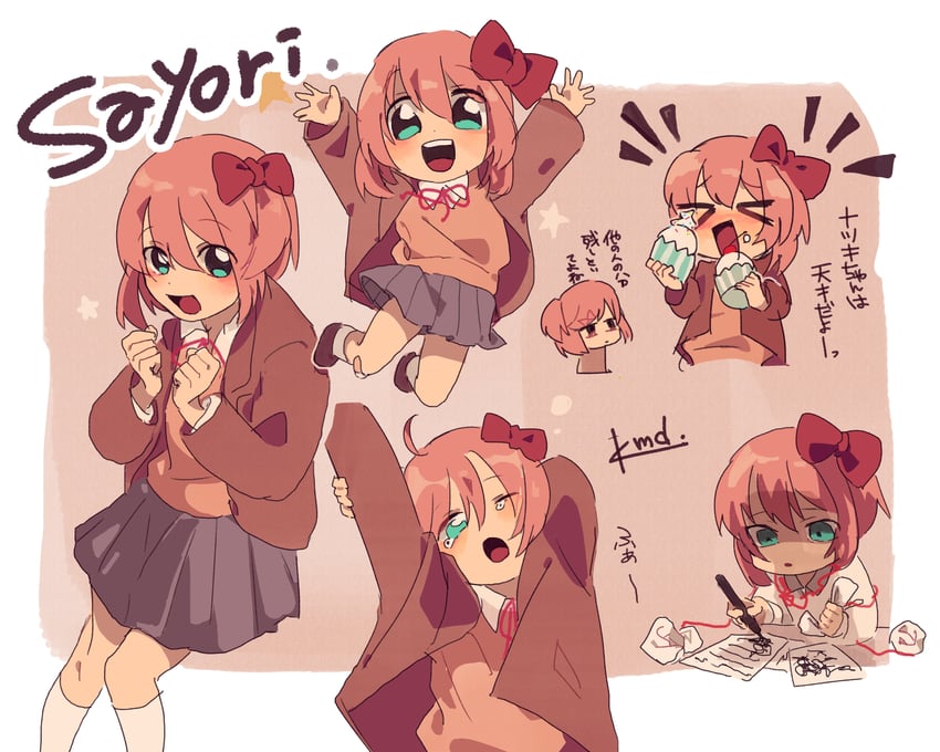 natsuki and sayori (doki doki literature club) drawn by kmd_tale