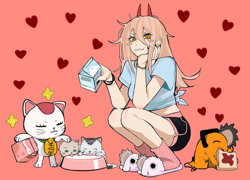 power, pochita, and turbo granny (chainsaw man and 1 more) drawn by sailen0