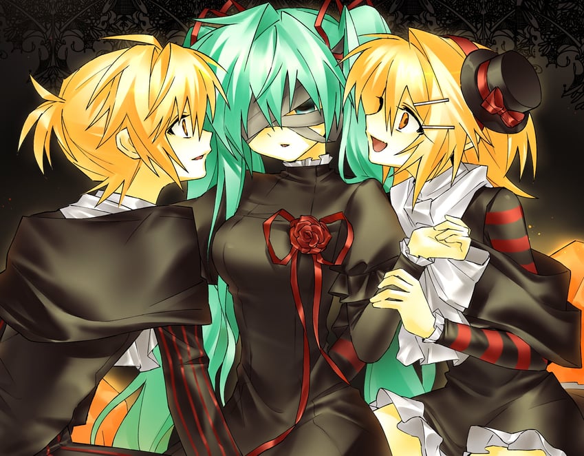hatsune miku, kagamine rin, and kagamine len (vocaloid and 1 more) drawn by hynn0x_x