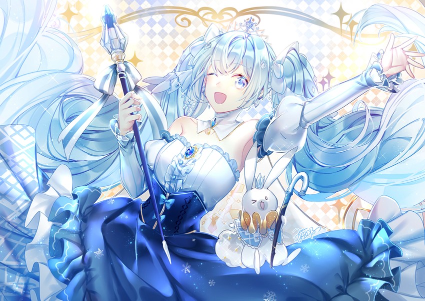 hatsune miku, yuki miku, and rabbit yukine (vocaloid) drawn by maokezi