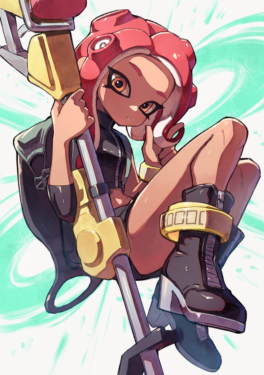 octoling player character, octoling girl, and agent 8 (splatoon and 2 more) drawn by kuroi_susumu