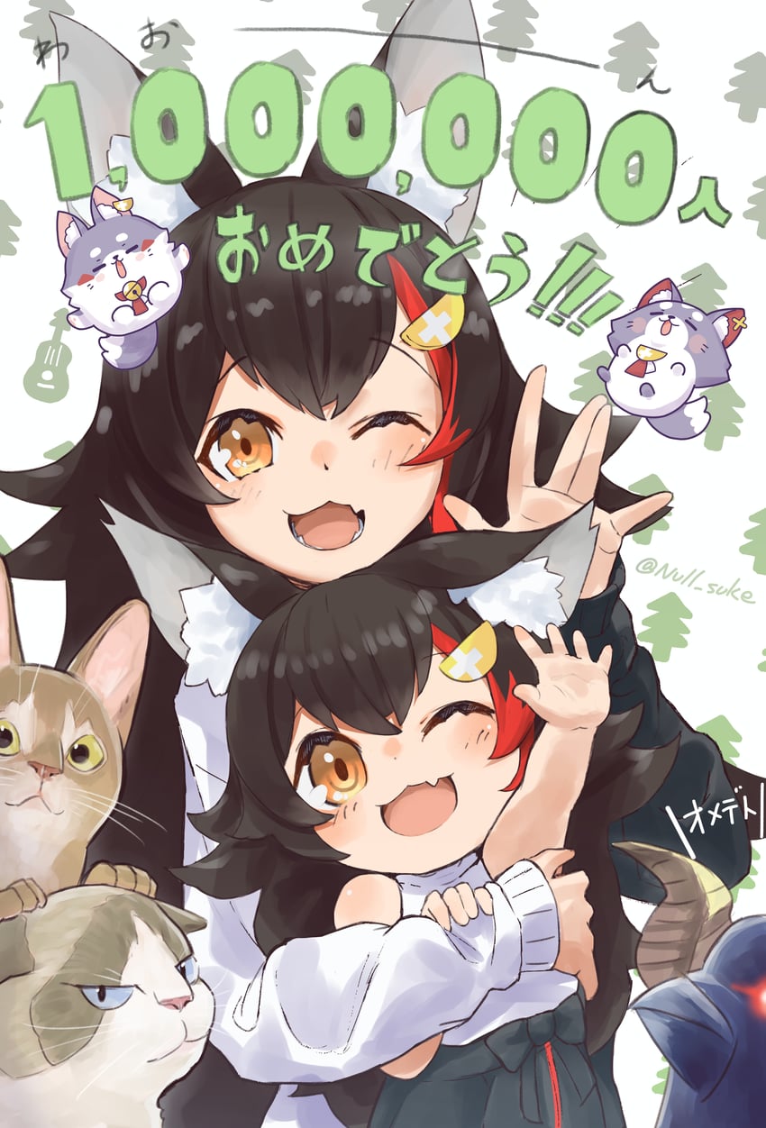 ookami mio, miofa, taiga, hatotaurus, and tawa (hololive) drawn by null_suke