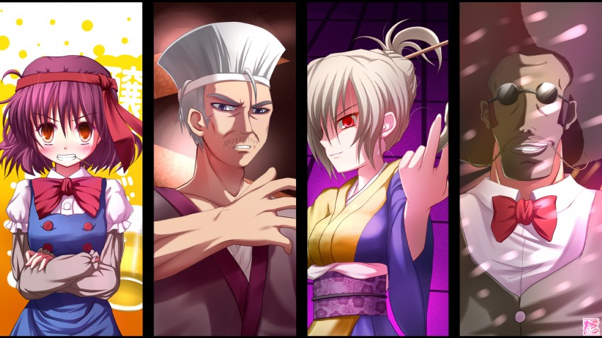 amakasu barley tenji, asama isami, arie rumi, and hakkaisan tatsumi (uwabami breakers) drawn by mille