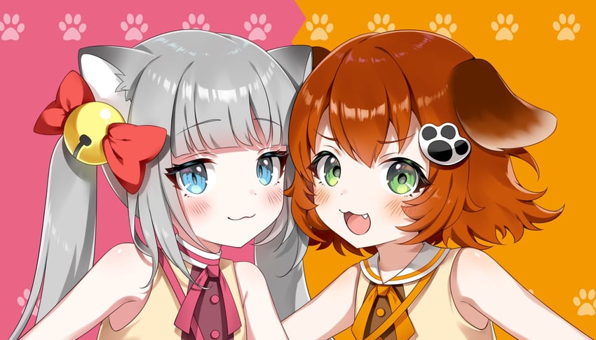 nekomori musubi and inusaki mikoto (indie virtual youtuber) drawn by nekomorimusubi