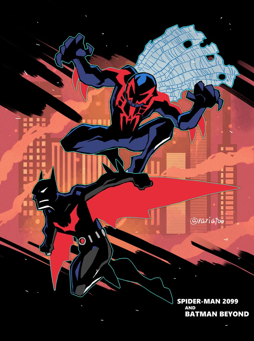 batman, spider-man, and terry mcginnis (marvel and 5 more) drawn by rariatto_(ganguri)