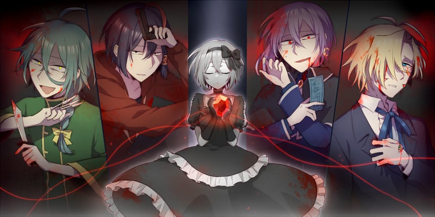 claire elford, ashe bradley, wilardo adler, noel levine, and sirius gibson (witch's heart) drawn by mary_(14476764)